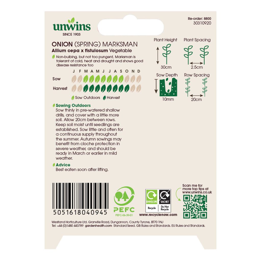 Unwins Spring Onion Marksman Seeds 5051618040945 2